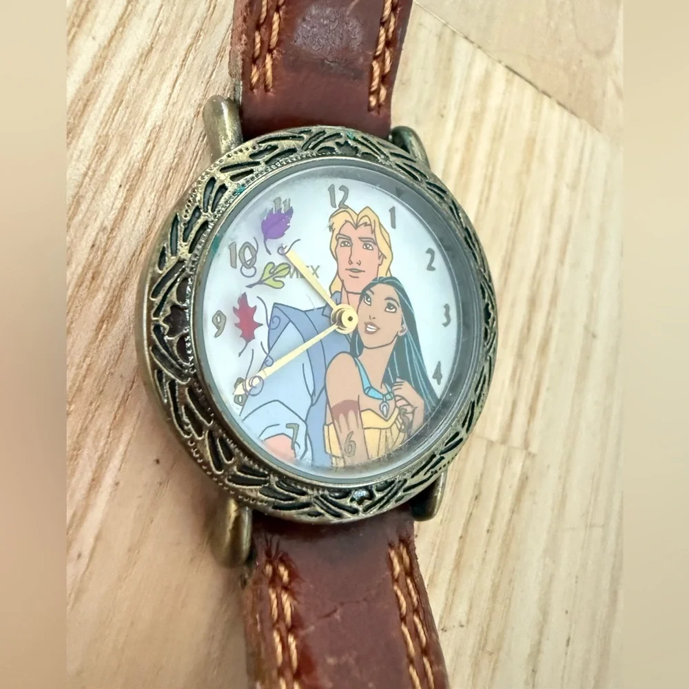 Vintage Timex Disney Pocahontas rotating leaves watch NEW BATTERY